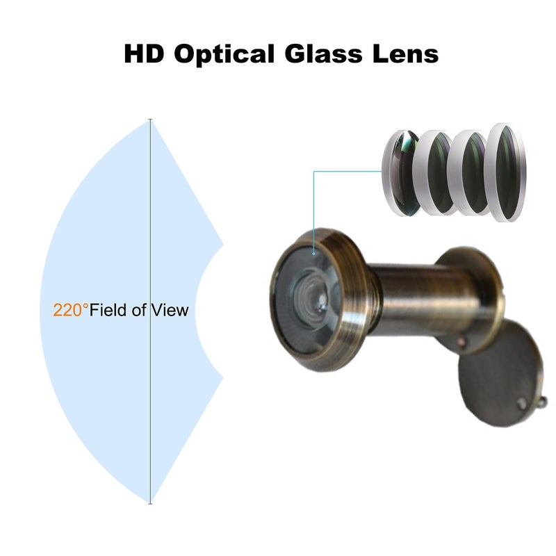 TOGU TG2814YG-AB Solid Brass UL Listed 220-degree Door Viewer with Heavy Duty Privacy Cover for 1-3/8"" to 2-1/6"" Doors  Antique Bronze Finish - Image 4